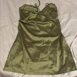 Satin Green Mini Homecoming Dress